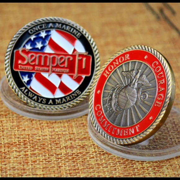 💐 Marine Corps Challenge Coin Red, White, and Blue, Semper Fi - Picture 3 of 4